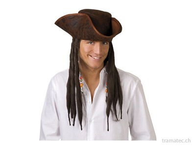 Fasnacht Piratenhut mit Rastalocken