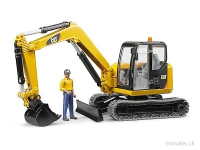 Bruder Cat Minibagger mit Bauarbeiter ..