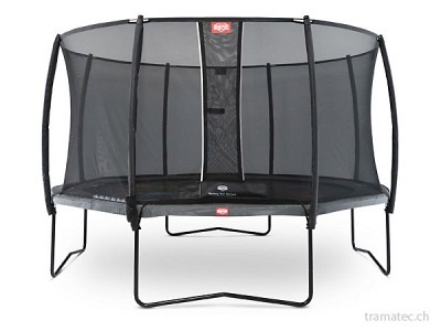 BERG Trampolin Champion Regular 430 Grey Levels + Sicherheitsnetz Deluxe