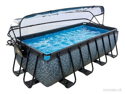 EXIT Schwimmbad 400 x 200 x 100 cm (Stein) mit Abdeckung